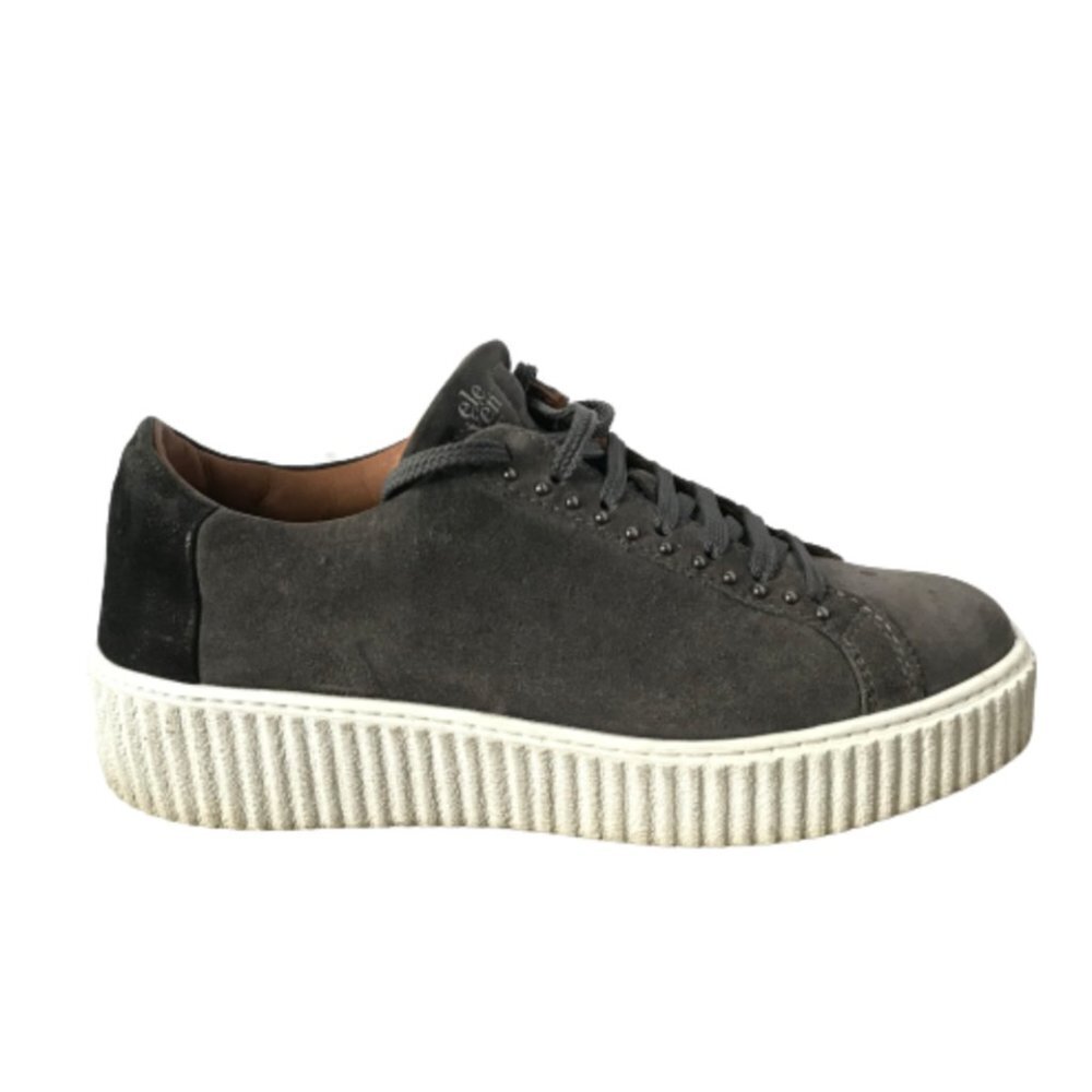 Eleventy Platform Sneakers Tennis Shoes 36 6 Gray Black Suede Lace Up Italy